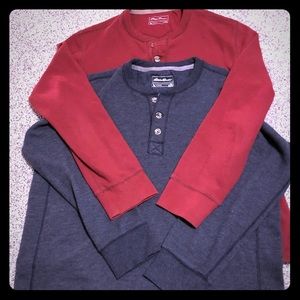 Set of 2 Eddie Bauer 3 Button Henley Thermal